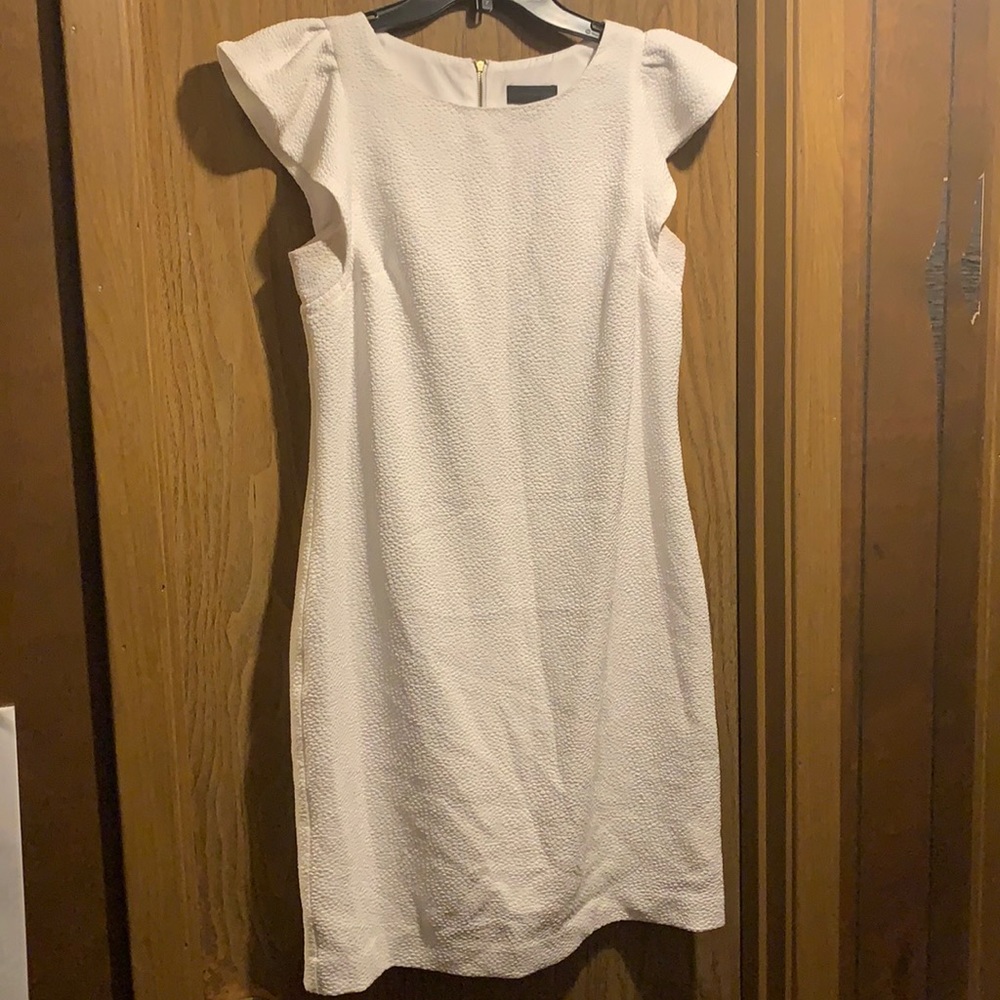White Flutter Sleeve Sheath